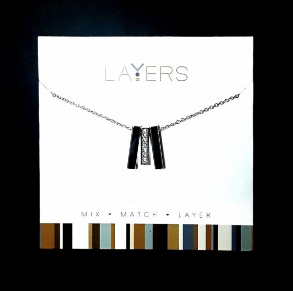 Layers Three Bar Necklace With Cubic Zirconia