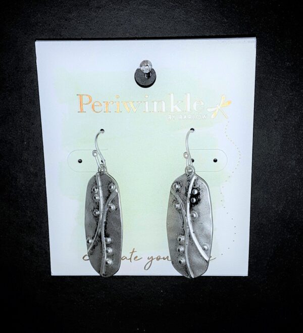 Periwinkle by Barlow Hammered Oval Artisan Drop Earrings