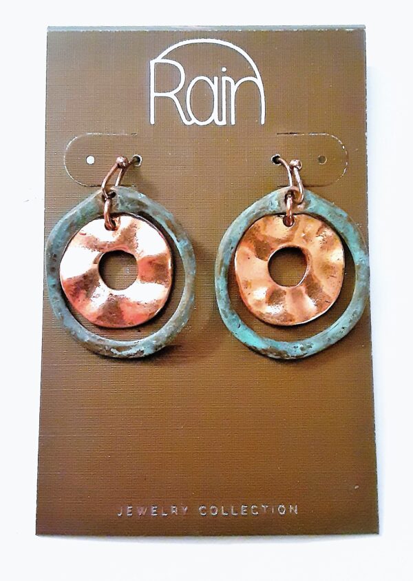 Patina Circle & Donut Earrings by Rain