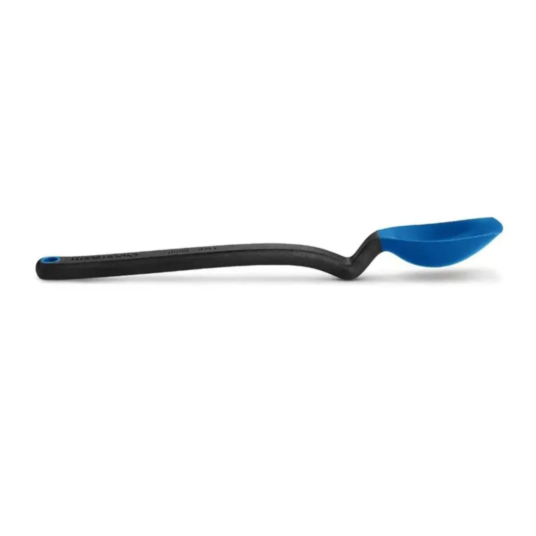 Black and blue silicone cooking spoon.