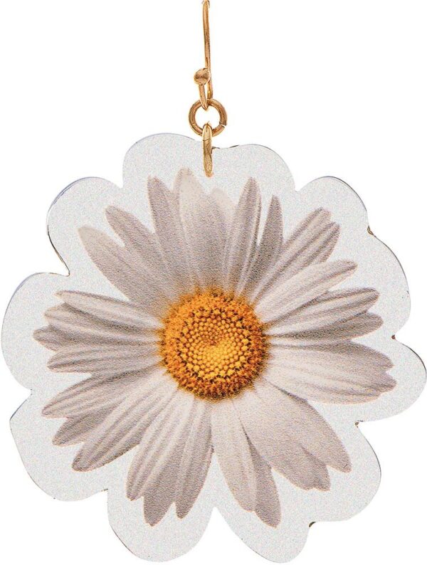 Daisy flower dangle earrings.