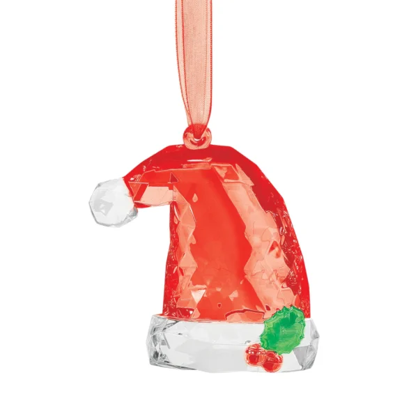 Crystal Santa hat Christmas ornament.