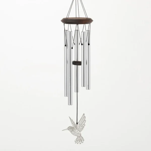 Silver hummingbird wind chime.