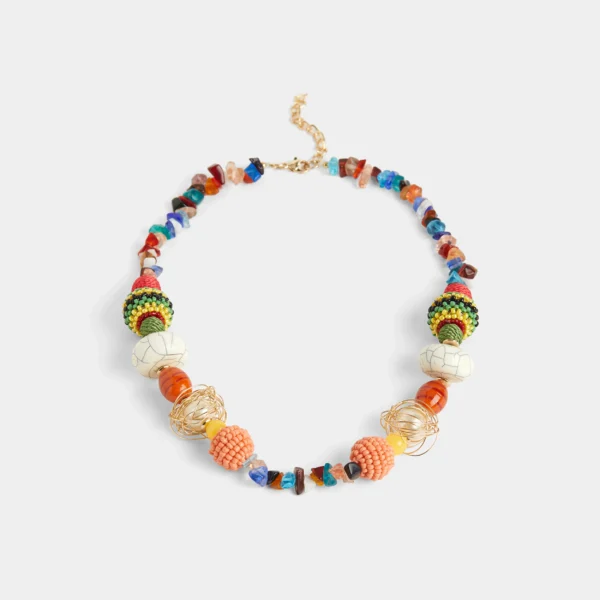 Colorful beaded statement necklace.