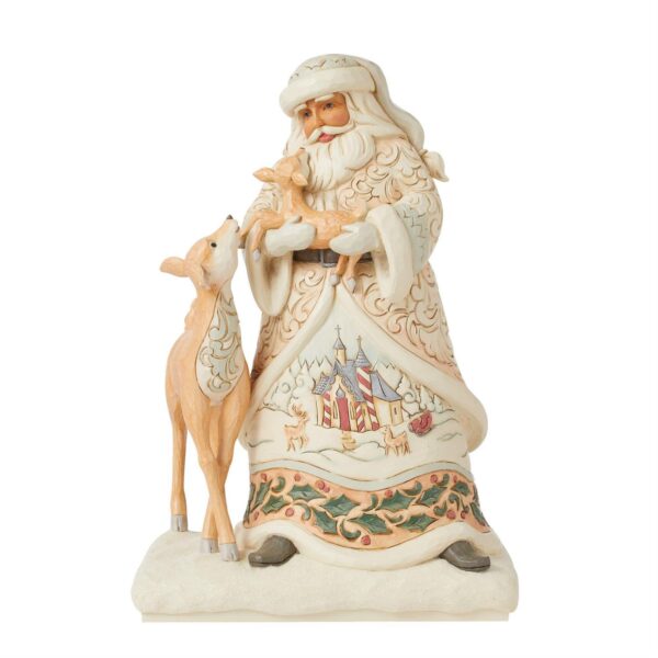 Santa with two baby reindeer figurine.