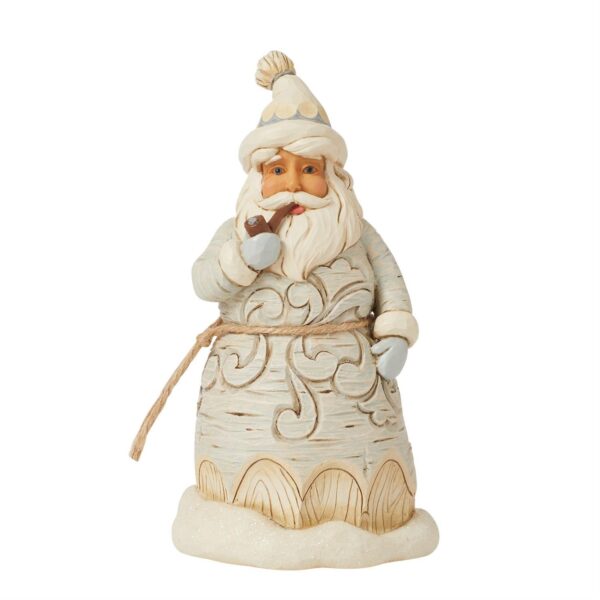 Here's an alt tag for the image: Winter Santa figurine smoking pipe.