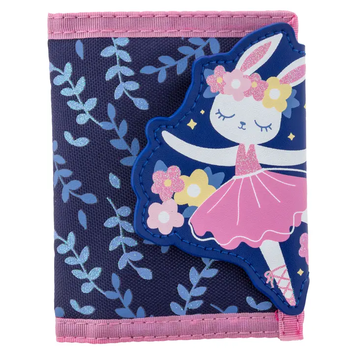 Ballet bunny wallet, navy floral.