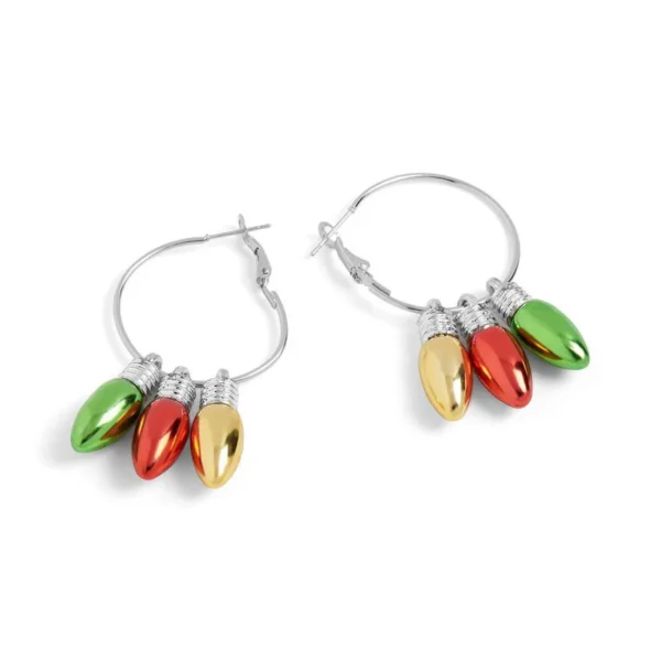 Christmas light hoop earrings.