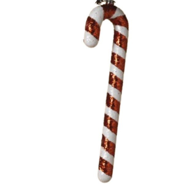 Glittery candy cane Christmas ornament.