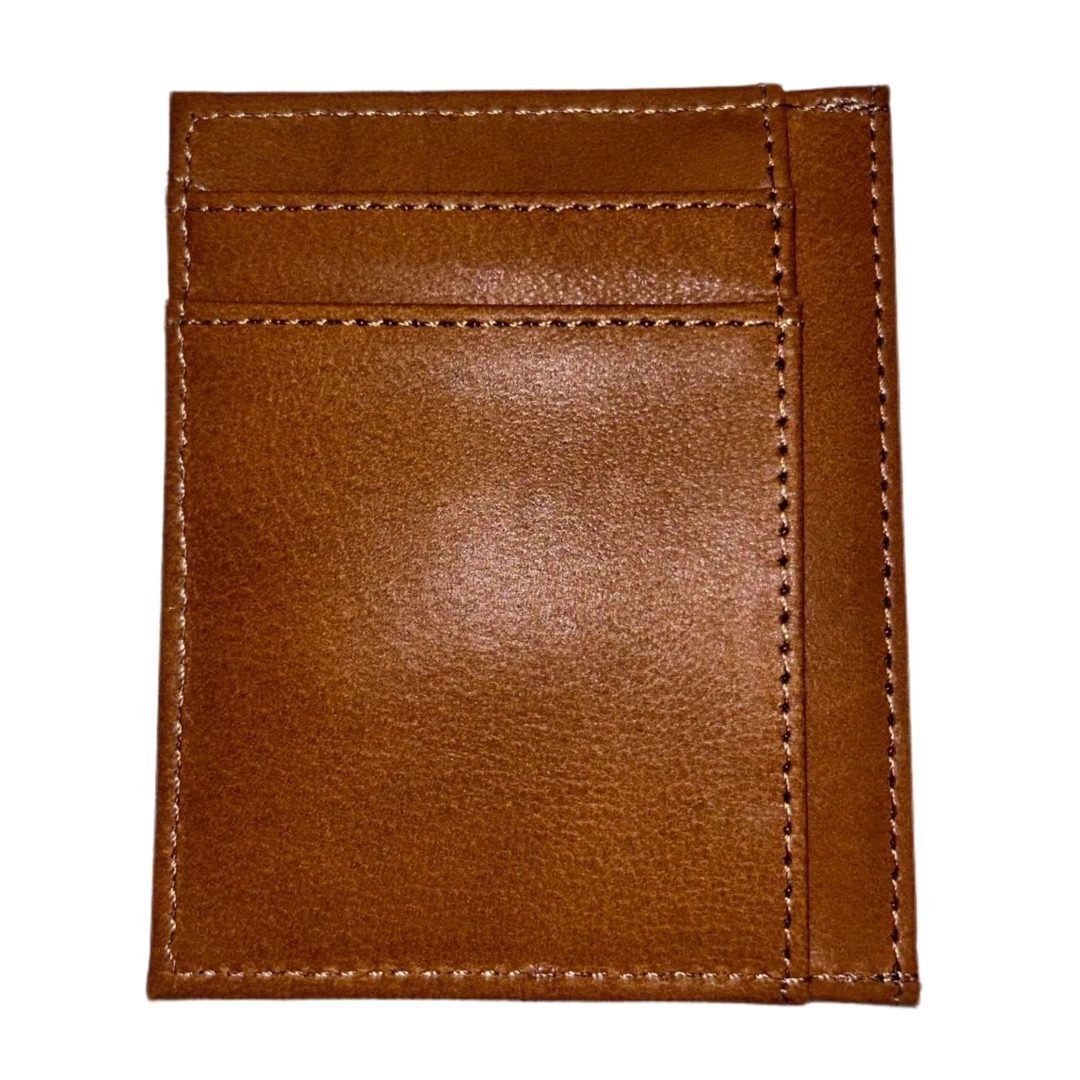 Brown leather card holder wallet.