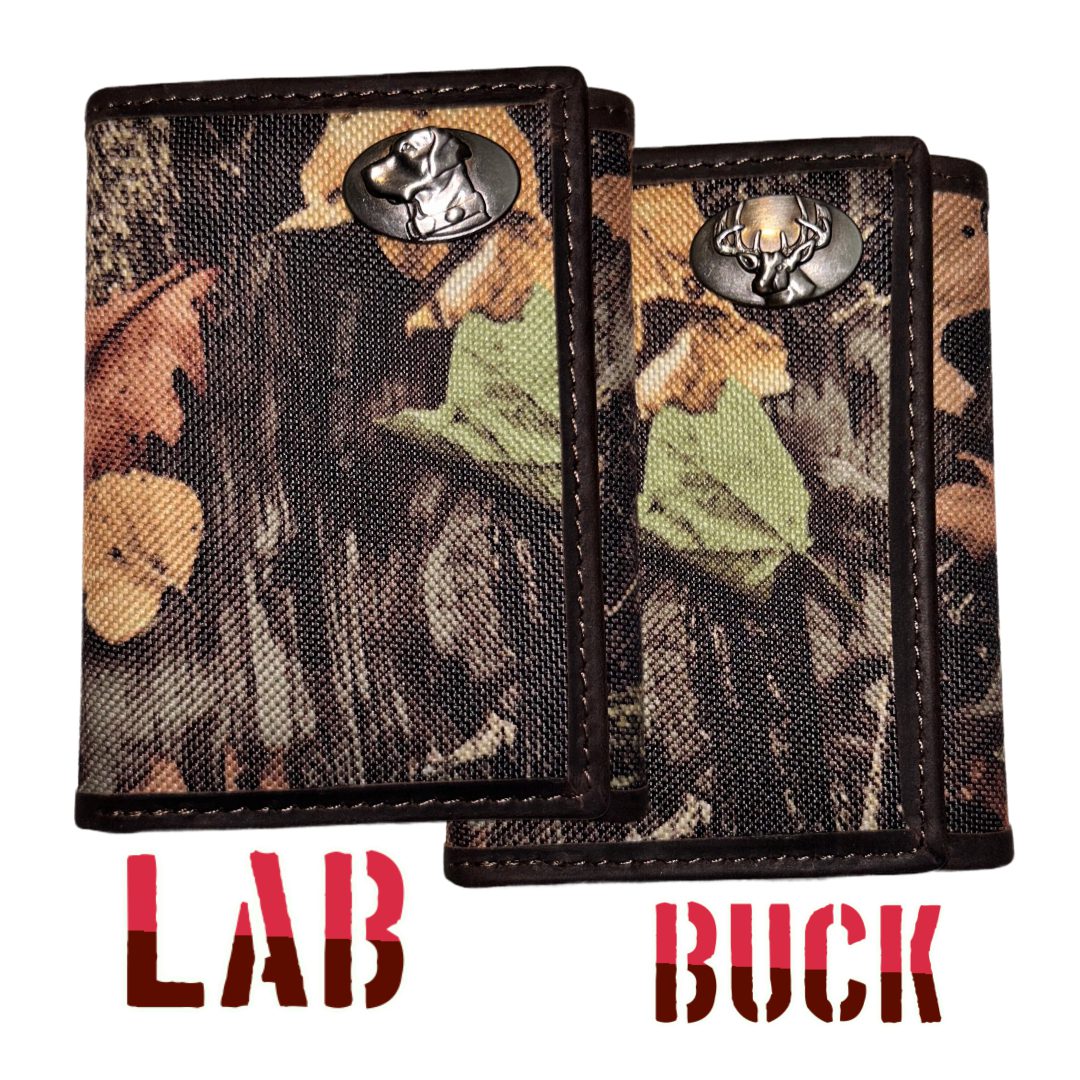 Camouflage wallets: Lab and Buck.