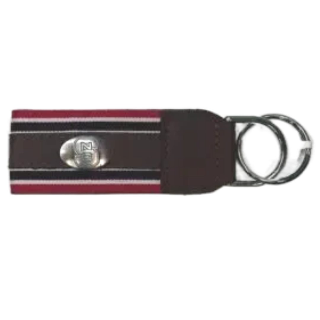 Brown leather striped key fob.