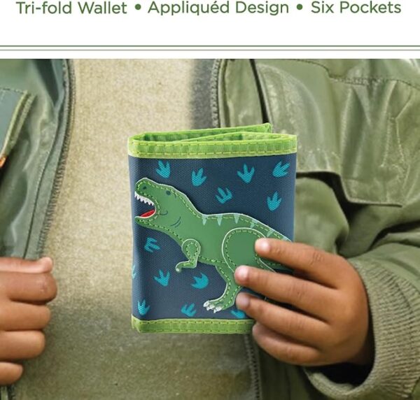 Child's T-Rex tri-fold wallet.