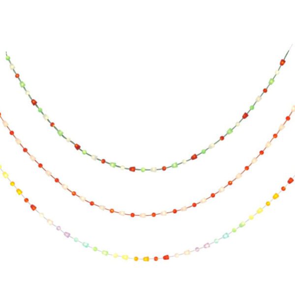 Colorful beaded string lights garland.