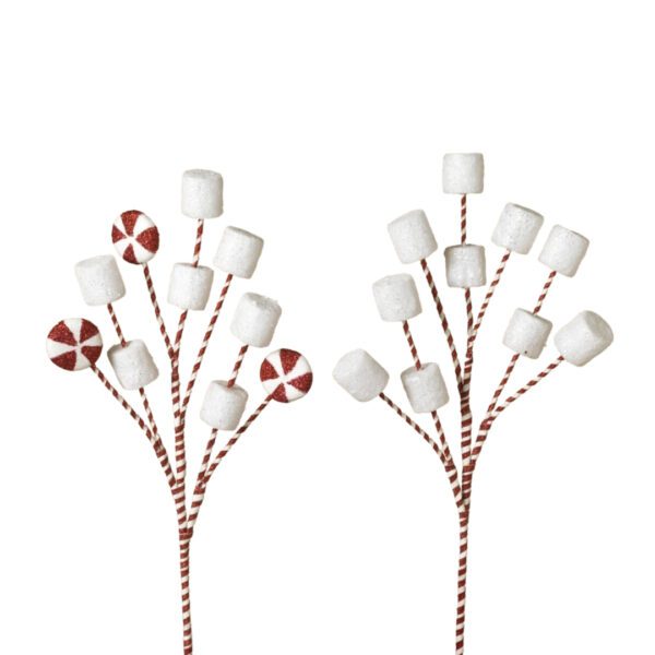 Here's an alt tag for the image: Marshmallow and candy cane sprigs.