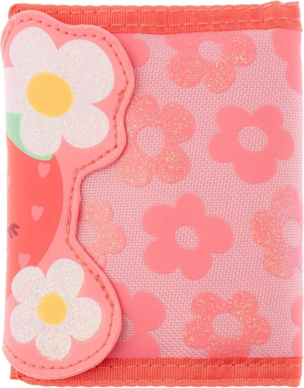 Pink floral strawberry wallet.