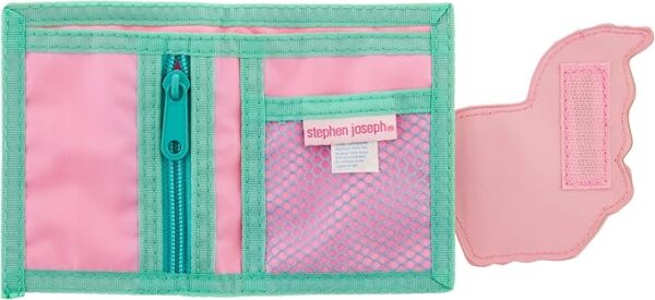 Pink Stephen Joseph trifold wallet with flap.